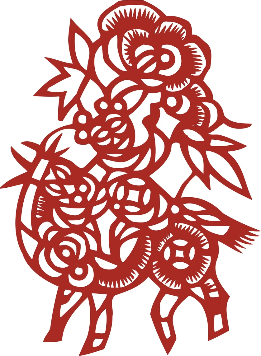 中国风中式传统喜庆民俗人物动物窗花剪纸插画边框AI矢量PNG素材【242】